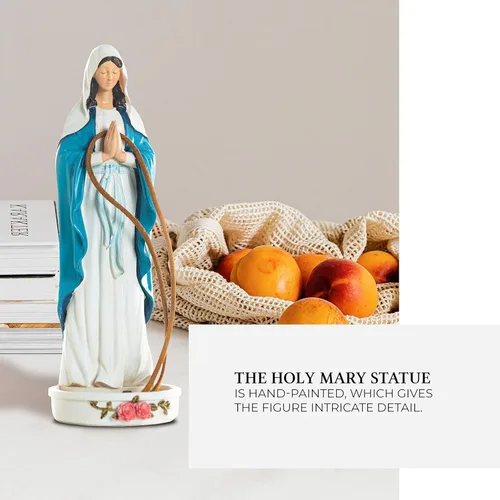Miniatura 6 de Estatua de soporte para rosario de Virgen María, 8 pulgadas, decoración católica de Madonna Blessed Mother Mary, regalo de rosario para mujeres