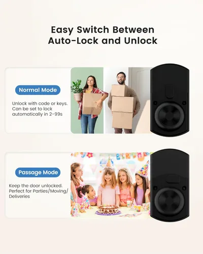 Miniatura 3 de Hidalife Pomo de puerta inteligente con teclado, cerradura de puerta de entrada sin llave para puerta delantera, modo de paso fácil, código único