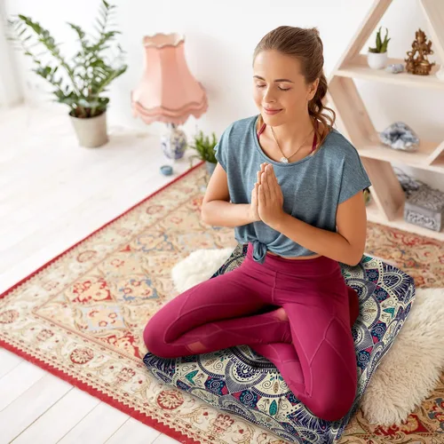 Miniatura 2 de Cojín de meditación con mandala, tapete de meditación bohemio, almohadas de meditación para sentarse en el suelo, cojines para sentarse en casa y al
