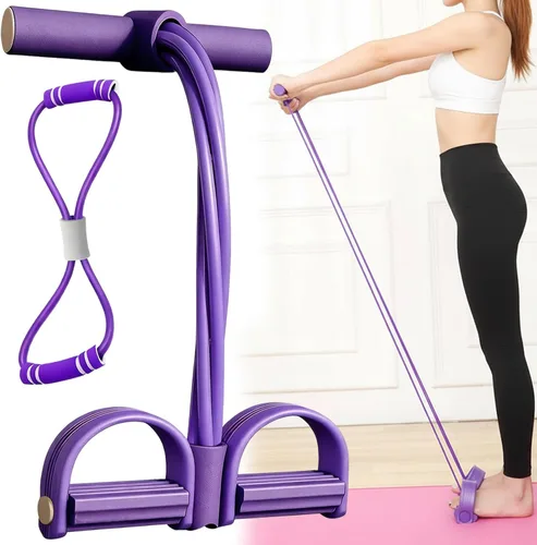 Bandas de resistencia de pedal con asas, 6 tubos de pedal de tobillo, bandas de fitness multifunción con figura 8 banda de resistencia para