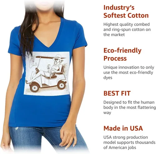 Miniatura 9 de Cool Golf - Camiseta con cuello en V para mujer, camiseta de moda, Negro