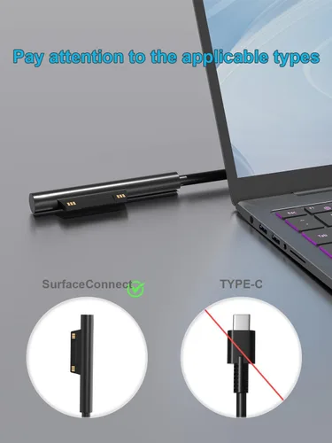Miniatura 2 de Cargador de superficie de 65 W compatible con Microsoft Surface Pro 10 9 8 7+ 7 6 5 4 3 X Surface Laptop 7 6 5 4 3 2 1 Surface Book 3 2 1 Surface Go