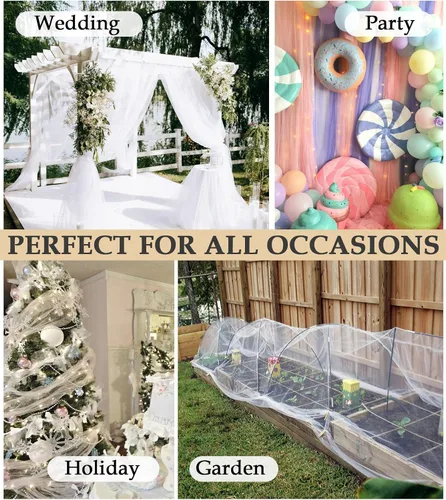 Miniatura 5 de Rollo de tela de tul, 54 pulgadas x 10 yardas (30 pies) de tul para decoración de boda, tutú de fiesta, telón de fondo, baby shower, faldas de mesa