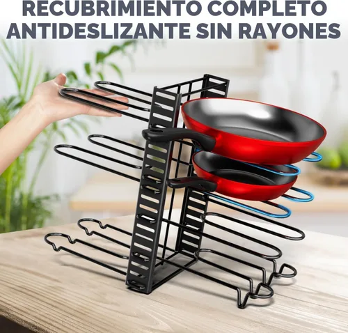 Miniatura 7 de Organizador de ollas y sartenes debajo del gabinete, organizador de sartenes ajustable de 8 niveles para gabinete, organizador de ollas y sartenes