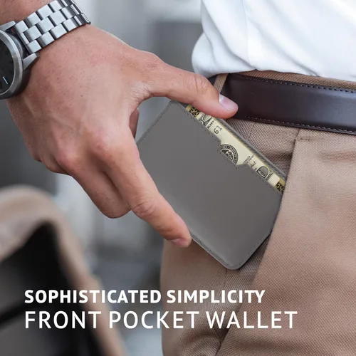 Miniatura 31 de Vaultskin CHELSEA - Cartera de piel delgada con bloqueo RFID para hombre, tarjetero minimalista con bolsillo frontal