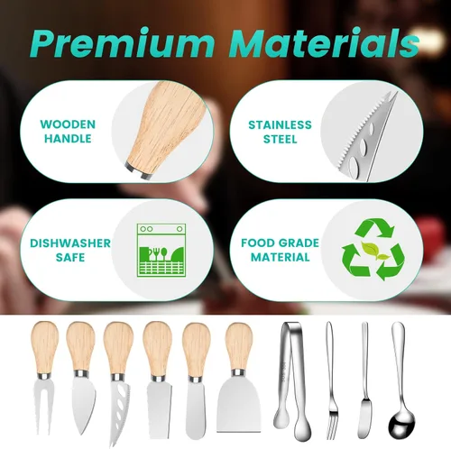 Miniatura 4 de LifeMusican Juego de cuchillos esparcidores de madera para tablero de charcutería, cuchillos de mantequilla con mango de madera para kit de queso