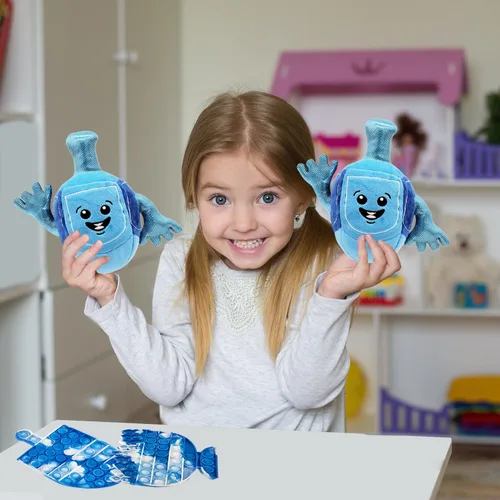 Miniatura 4 de Dreidel de Janucá Musical de Peluche para Niños Reproduce 2 Canciones de Janucá Dreidel de Peluche Relleno Melodioso Dreidel de Janucá Giratoria