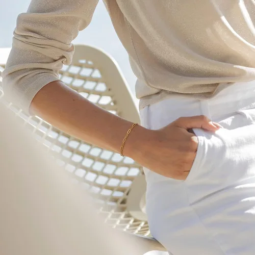 Miniatura 3 de Pulsera de oro de 14 quilates con cierre de plata de ley 925 de 0.157in para mujer, pulseras de oro con corte de diamante para mujer, pulsera de oro