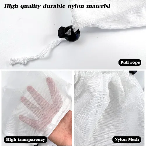 Miniatura 4 de Paquete de 4 bolsas de filtro al vacío de piscina para aspiradoras de hojas, bolsa de malla fina de 12 x 8.8 pulgadas con cordón de bloqueo, filtro