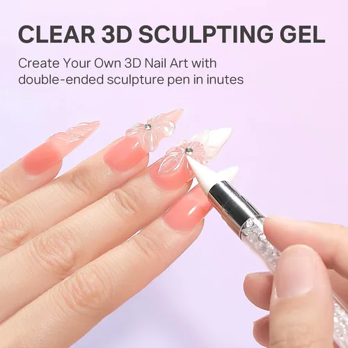 Miniatura 2 de MIZHSE Gel 3D de 1.06 oz para arte de uñas, gel transparente para esculpir uñas UV LED Soak Off Gel con lápiz de arte de uñas, diseño de uñas