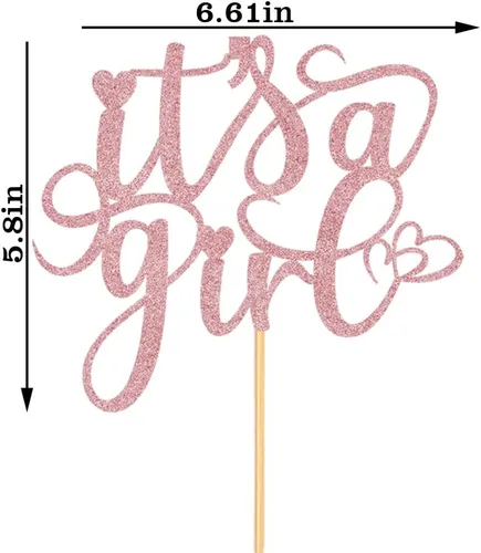 Miniatura 4 de Decoración para tartas con texto en inglés "It's a Girl" para baby shower, revelación de género, suministros para fiesta de primer cumpleaños