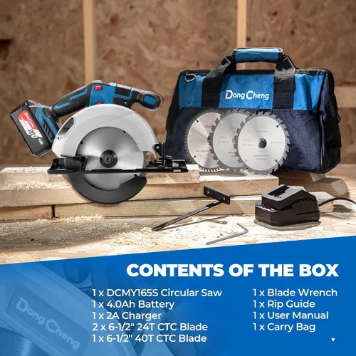 Miniatura 8 de Dong Cheng Sierra Circular Inalámbrica de 6-1/2 Pulgadas 840W, Profundidad de Corte 59mm, Ajustable de 0-50° con Adaptador de Recolección de Polvo