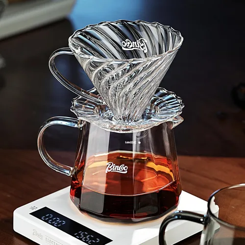 Miniatura 5 de Bincoo Juego de cafetera vertida, cafetera de goteo de cono de 60° en forma de V, incluye jarra de café de vidrio borosilicato de 16 onzas y gotero