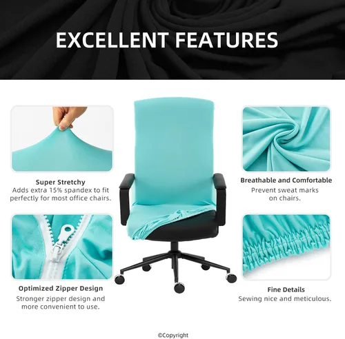 Miniatura 2 de Funda elástica resistente al agua para silla de oficina con cremallera duradera, universal, lavable, extraíble, de elastano, giratoria, protector