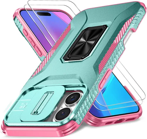 Miniatura 50 de Funda HakkTaoo para iPhone 13/iPhone 14 de 6.1 Pulgadas con Funda Deslizante para Cámara + Protector de Pantalla (2 Paquetes), Funda Protectora a