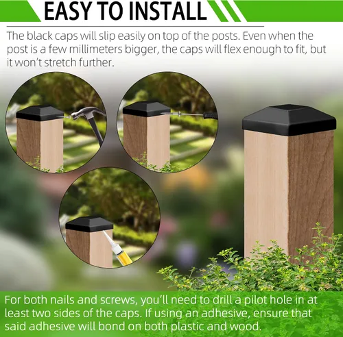 Miniatura 5 de TonGass Paquete de 24 tapas de madera para postes de valla de madera de 4 x 4 pulgadas (3 5/8 pulgadas), cubierta de madera para postes de terraza