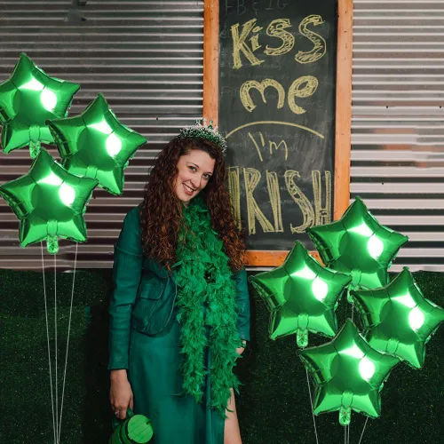Miniatura 6 de 20 globos de estrella verde de 18 pulgadas, globos de papel de aluminio con estrella de Mylar para boda, cumpleaños, baby shower, primavera
