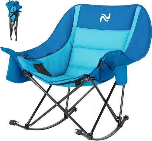ABORON Silla de columpio de campamento de gran tamaño para adultos, silla plegable totalmente acolchada para exteriores con bolsa para bebidas y