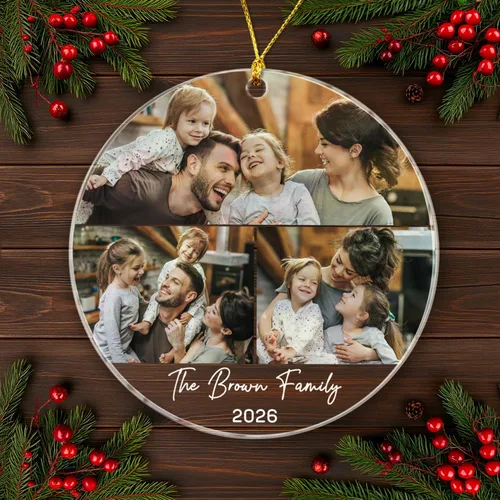 Miniatura 22 de Adorno de Navidad con foto personalizada 2025 para la familia, aniversario como el señor y la señora abuelos, carga cualquier imagen, cualquier foto