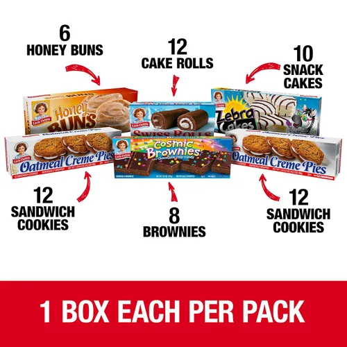 Miniatura 2 de Little Debbie Paquete variado – Pasteles de cebra (1 caja), bollos de miel cósmicos, rollos suizos y pasteles de crema de avena (2 cajas), de 6