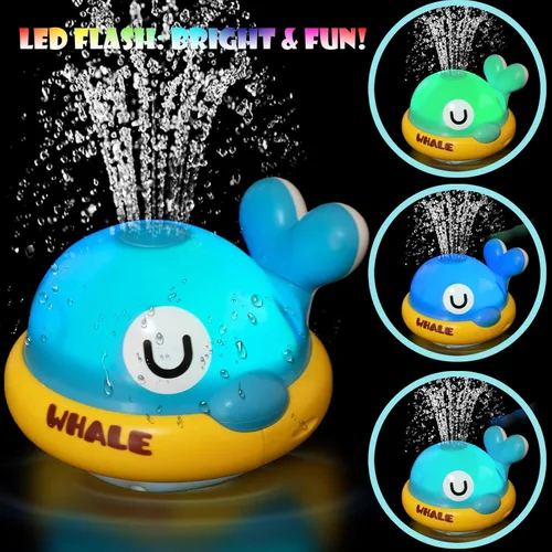 Miniatura 4 de Juguetes de baño para bebés – Juguetes de baño para niños de 1 a 3 años, juguetes de bañera recargables con aspersor de ballena iluminados, juguetes