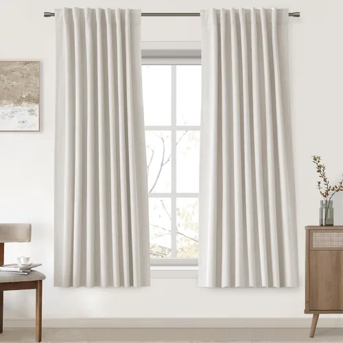 Miniatura 81 de UHITECH Cortinas cortas de lino de 24 pulgadas de largo para ventanas pequeñas de granja, cortinas opacas modernas para sala de estar, pestañas
