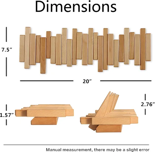 Miniatura 6 de DESAINOPH® Perchero de abrigos de madera montado en la pared, varillas multifuncionales de madera maciza hechas a mano con 5 ganchos modernos