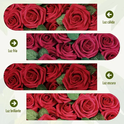 Miniatura 5 de AmyHomie Flores artificiales rosas rojas, 25 rosas falsas de aspecto real con tallo para ramos de boda, centros de mesa, arreglos de fiesta, baby