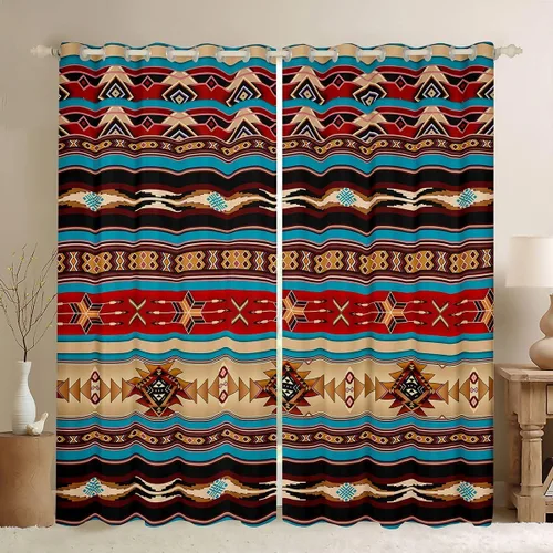 Miniatura 15 de Cortinas opacas de estilo bohemio occidental de 76 x 45 pulgadas, cortinas y cortinas de atrapasueños de vaca, cortinas del suroeste, cortinas