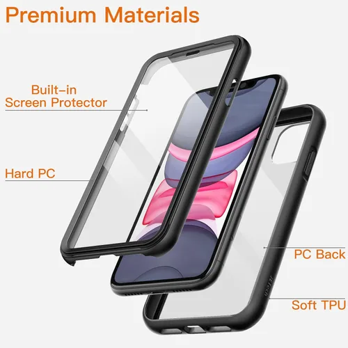 Miniatura 2 de JETech Funda para iPhone 11 de 6.1 pulgadas con protector de pantalla integrado antiarañazos, cuerpo completo de 360 grados, cubierta de teléfono
