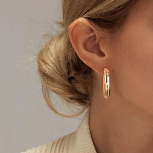 Miniatura 5 de Juego de aretes de aro chapados en oro real de 14 quilates, hipoalergénicos, gruesos y gruesos, joyería gruesa para múltiples piercings, regalo