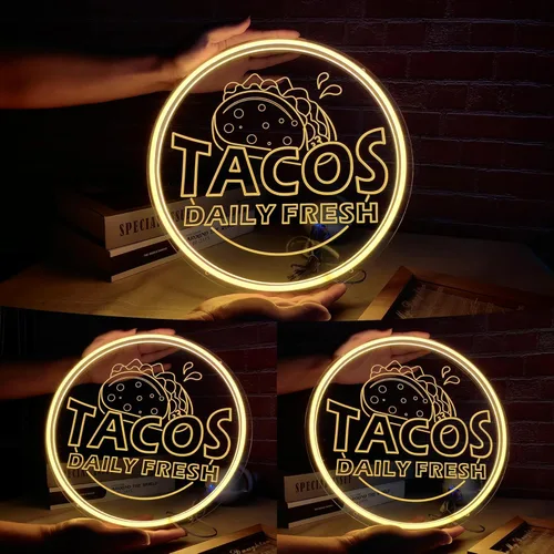 Miniatura 3 de Letrero de neón para barra de tacos, burritos, con luz LED para exhibición de negocios, restaurante mexicano, tienda, decoración de cocina, comedor