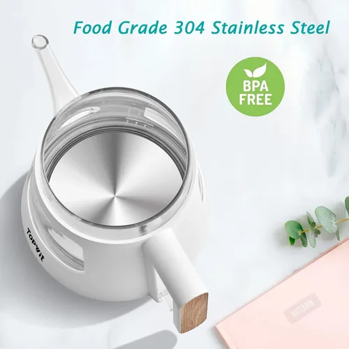 Miniatura 8 de Topwit Cocina eléctrica con vapor, olla de ramen de 1.6 L y hervidor eléctrico de agua caliente de vidrio de 1 litro