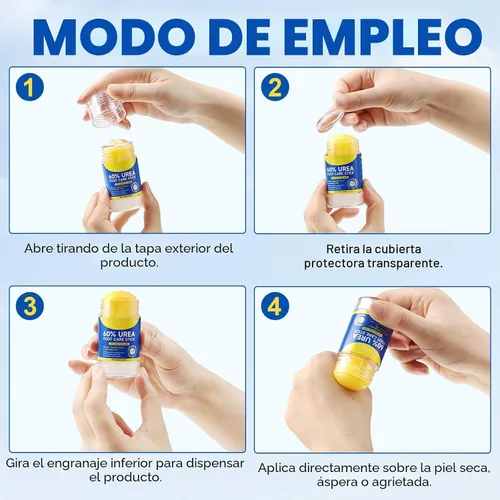 Miniatura 6 de Crema en barra de urea 60% más 2% ácido salicílico, crema de urea para pies y callos de máxima fuerza para talones secos agrietados, manos