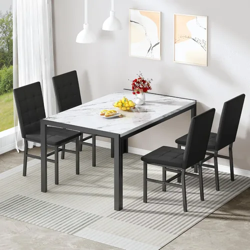 Miniatura 8 de AWQM Products Juego de Comedor de Mármol de 5 Piezas, Mesa y Sillas de Cocina Modernas para Comedor, Dinette, Muebles Compactos que Ahorran Espacio