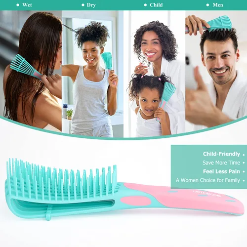 Miniatura 6 de Cepillo desenredante para el cabello, cepillo desenredante para adultos y niños, juego de peines para cabello crespo rizado encrespado y ondulado