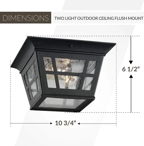 Miniatura 3 de Sea Gull Lighting 78131-12 Herrington Two - Lámpara de montaje empotrado en techo exterior para exteriores, color negro 6.5x10.75x10.75