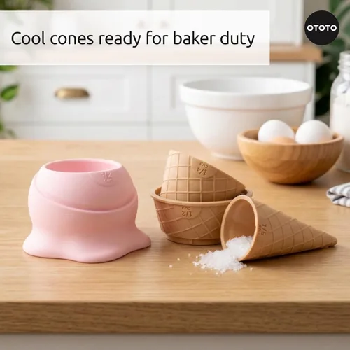 Miniatura 6 de OTOTO Coney Ice Cream Measuring Cups Set – Detachable Plastic Measuring Cup Set for Baking & Cooking, Cute Measuring Cups for Liquid, Cute Baking
