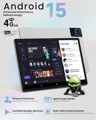 Miniatura 7 de Tablet Android 15 de 14 pulgadas, 16 GB de RAM+256 GB de ROM, pantalla IPS FHD de 1920 x 1200, L1 amplio, batería de 10000 mAh, 4G LTE, Wi-Fi