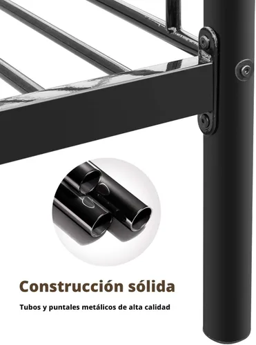 Miniatura 7 de Bonnlo Litera individual sobre individual para niños, adolescentes y adultos, cama resistente de 2 pisos con escalera plana y barandilla de 13