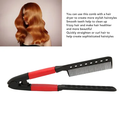 Miniatura 3 de Peine alisador de cabello, 3 piezas portátil multiusos en forma de V peine recto para cabello anudado