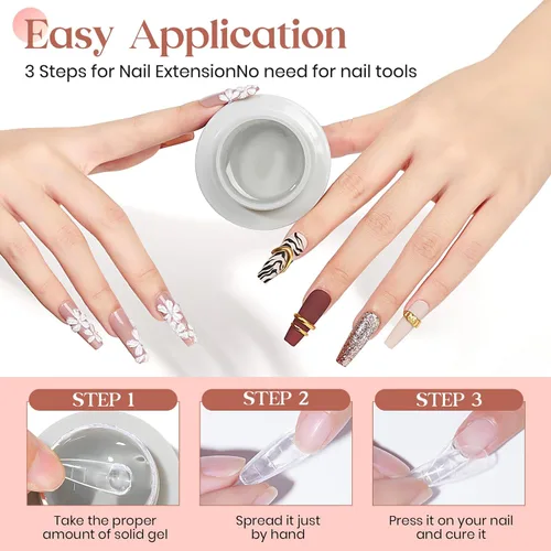 Miniatura 4 de MIZHSE Gel Constructor Claro y Sólido para Uñas, 30g Gel Constructor Duro para Extensión de Uñas Sin Pegamento, Arte de Uñas 3D para Esculpir