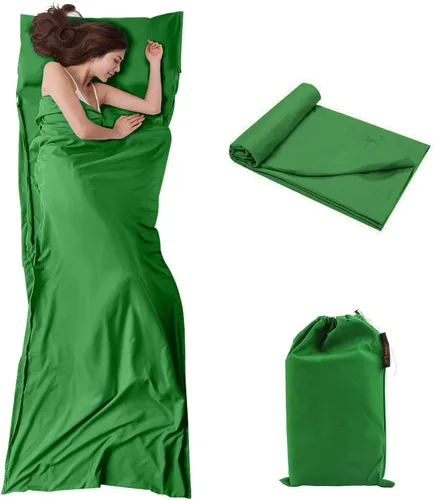 Miniatura 14 de Bolsa de dormir para viajes y campamento, ligera, compacta y portátil, ideal para viajes, hostales y campamentos