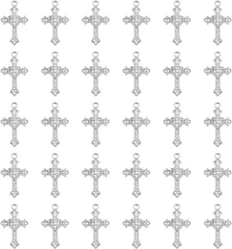 Miniatura 7 de 30 dijes de cruz de diamantes de imitación para hacer joyas, bricolaje, collares, pulseras
