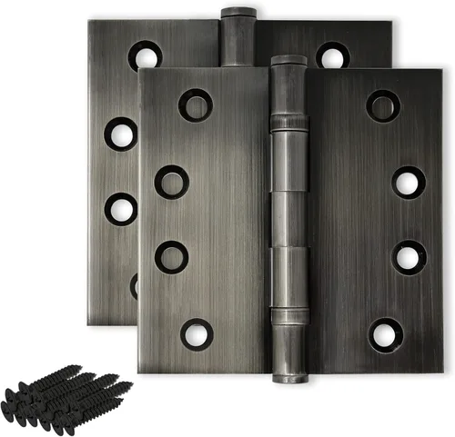 Miniatura 33 de Bisagra negra resistente para puerta, rodamiento de bolas negro mate, 4 x 4 pulgadas, resistente, juego de 2 bisagras de puerta de latón macizo