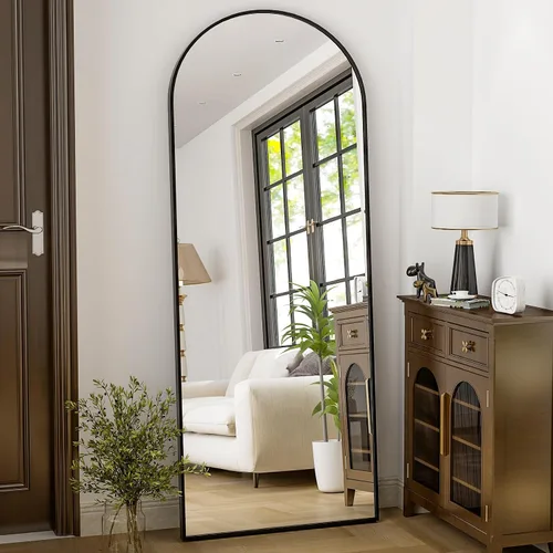 Miniatura 15 de HARRITPURE Espejo Arqueado de Cuerpo Entero - 64"x21" Espejo Grande de Pie, Espejos de Vestir con Marco de Aluminio con Soporte para Dormitorio/Sala