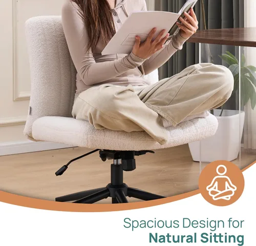 Miniatura 6 de NYPOT Silla de escritorio sin brazos con ruedas para sentarse cruzado - Silla amplia sin brazos para piernas cruzadas - Taburete ajustable de 360°