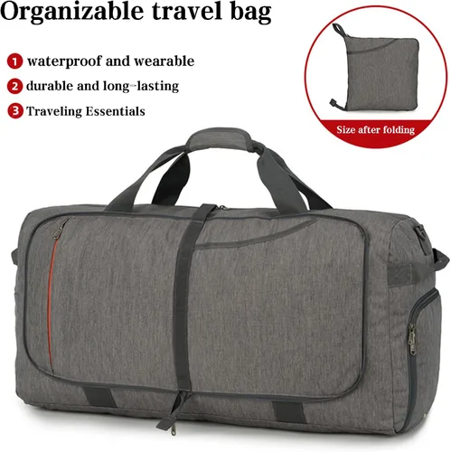 Miniatura 5 de Bolsa de lona grande para el fin de semana, bolsa de lona de embarque con bolsillo para zapatos, viajes, gimnasio, bolsa de mano de trabajo, 65