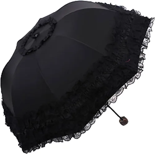Honeystore Paraguas plegable a prueba de rayos ultravioleta Princess Lace Parasol con cúpula anti-UV