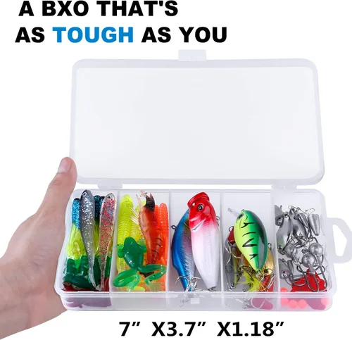 Miniatura 6 de PLUSINNO Kit de accesorios de pesca, caja de aparejos de pesca con aparejos incluidos, anzuelos de pesca, pesas de pesca, tiro dividido redondo, 78